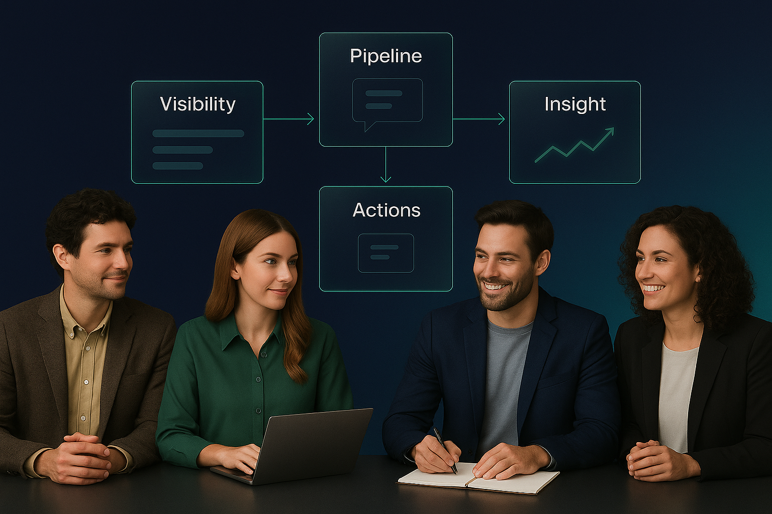 Happy-Business-People-Looking at Data